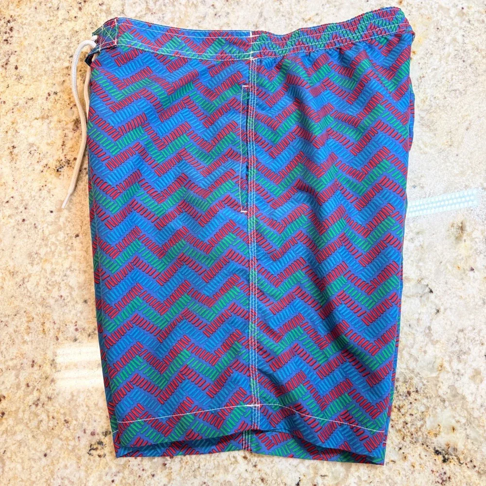 Trunks Surf Swim Co Mens Large Blue Geometric Swim Trunks Mesh Lined Beach